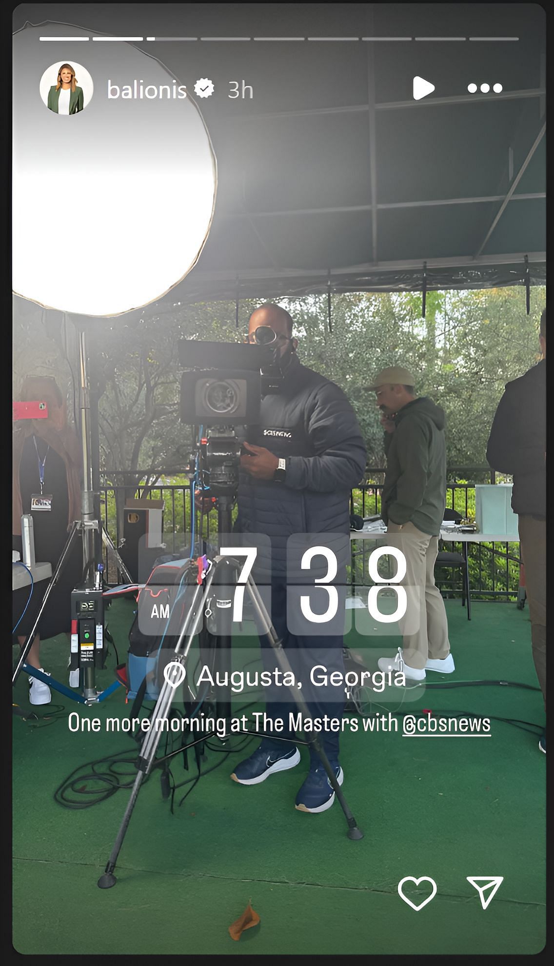 Amanda Balionis' new IG story on being at Augusta National for one more day (Image Via: IG @balionis)